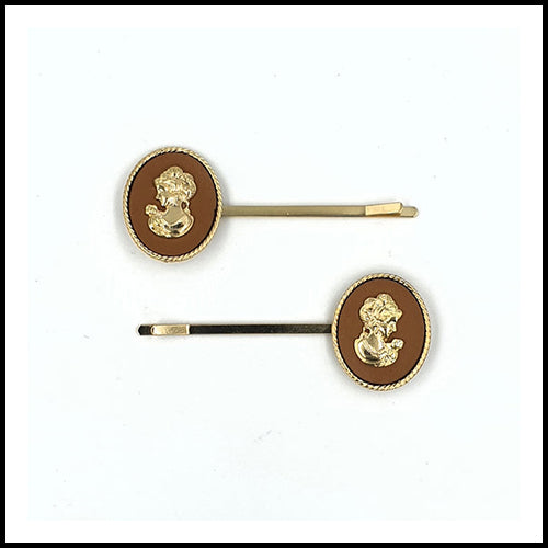 Gabiano Cameo Hair Clips - Camel - HC550B