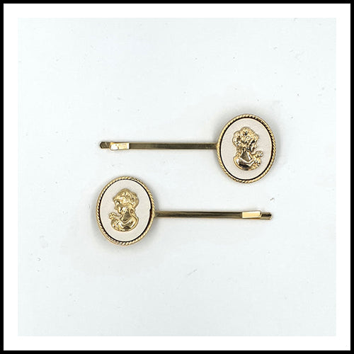 Gabiano Cameo Hair Clips - Ivory - HC550D