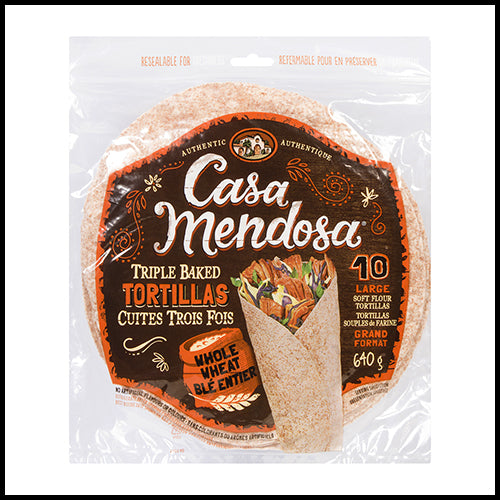 Casa Mendosa Tortilla Wraps Large 10" Whole Wheat 10ct