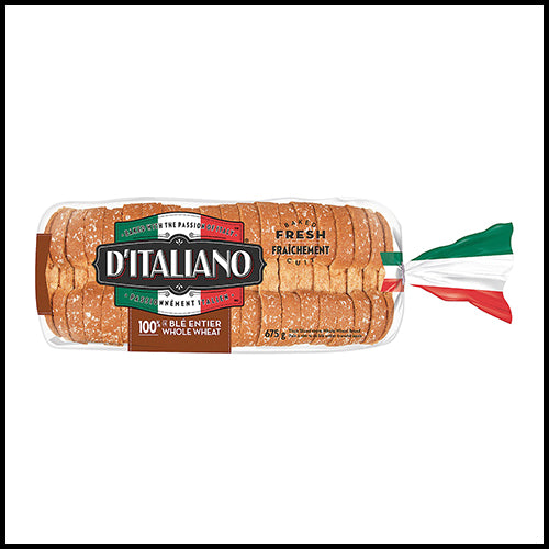 D'Italiano Bread Thick Sliced Whole Wheat 675g