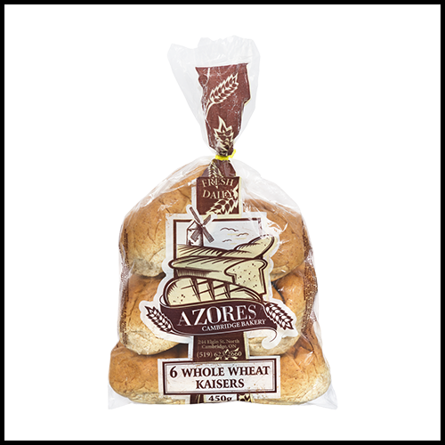 Azores Kaiser Buns Whole Wheat 6ct 450g