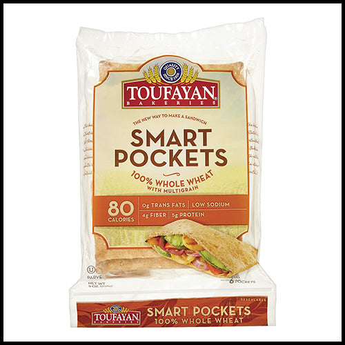 Toufayan Smart Pockets Whole Wheat 6ct 258g