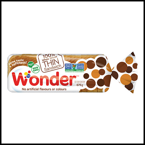 Wonder Bread Whole Wheat Thin Sliced 675g
