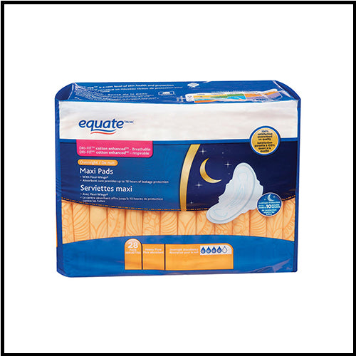 Equate Overnight Maxi Pads 28pads