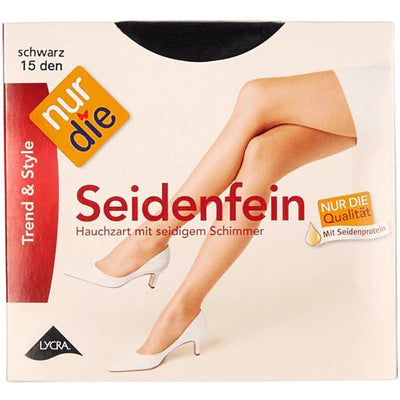 NurDie Seidenfein 15D Black Nylons Size Medium - 1 pair