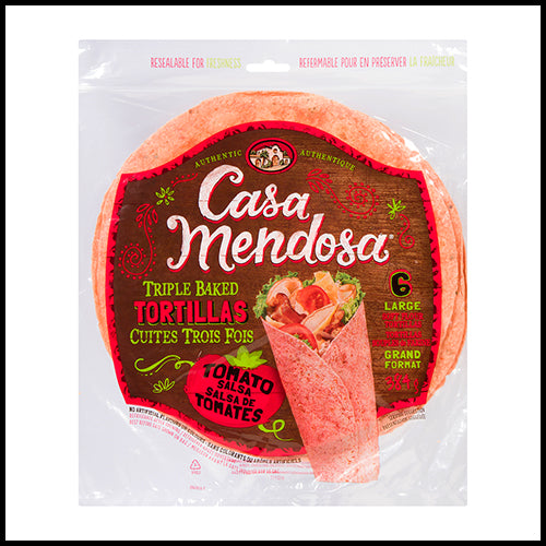 Casa Mendosa Tortilla Wraps Large 10" Tomato Salsa 6ct