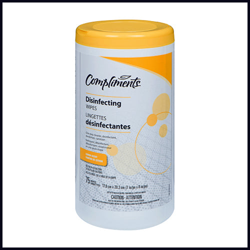 Compliments Lemon Disinfecting Wipes 75ct