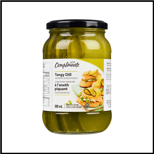 Compliments Tangy Dill Sandwich Sliced Pickles 500ml