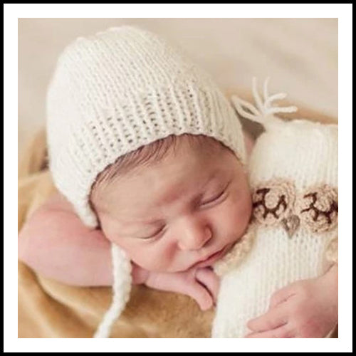 Crocheted Newborn Bonnet - Cream