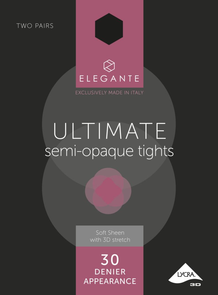 Elegante Ultimate Semi-Opaque 30D Black Tights Size Large - 2 pairs