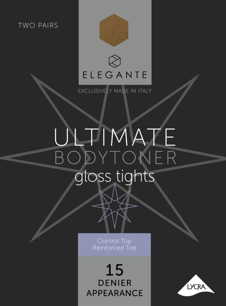 Elegante Ultimate Bodytoner Gloss 15D Bronze Glow Nylons Size Large - 2 pairs