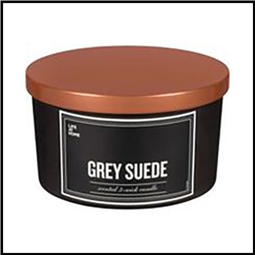 LH Grey Suede 3 Wick Candle