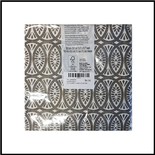 President's Choice Grey Circle 3 Ply Dinner Napkins 40pk