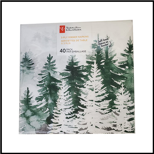 President's Choice 3 Ply Dinner Napkin Evergreen Trees  40pk