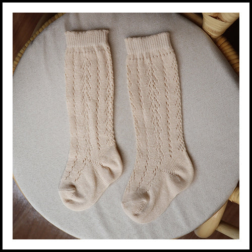 Childrens Cream Lace Knee Socks - 3-5Y