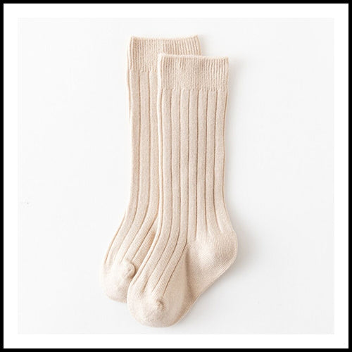 Childrens Plain Khaki Ribbed Knee Socks 2-4 years