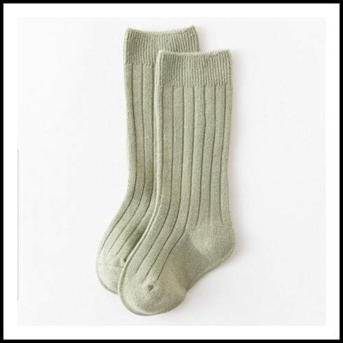 Childrens Plain Ribbed Knee Socks - Light Green - 0-1Y