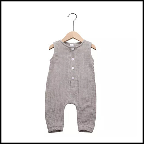 Baby Sleeveless Jumpsuit - Grey - 12mths