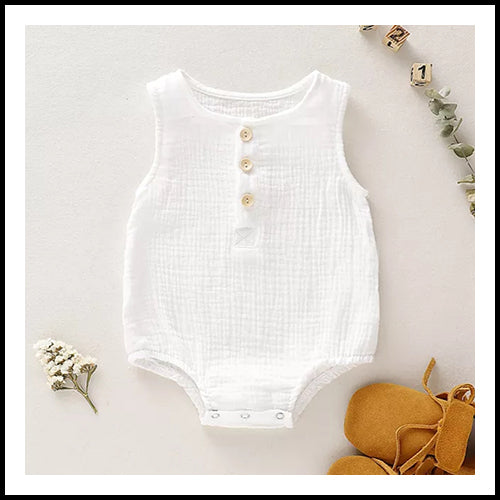 Baby Sleeveless Romper - White - 12mths