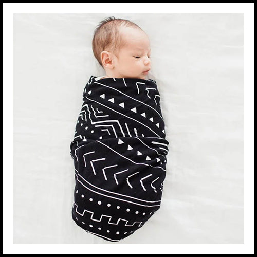 Muslin Swaddle - Black Mudcloth