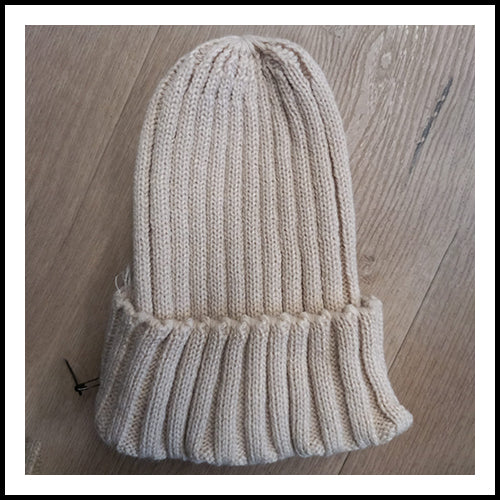 Ribbed Beanie - Beige - 0-3Y