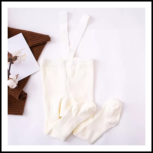 Ribbed Cream Suspenders - 6-12mths