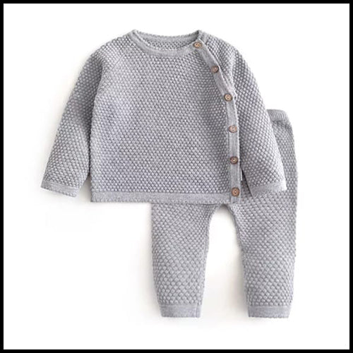 2pcs Childrens Knit Outfit - Grey - 0-3mths