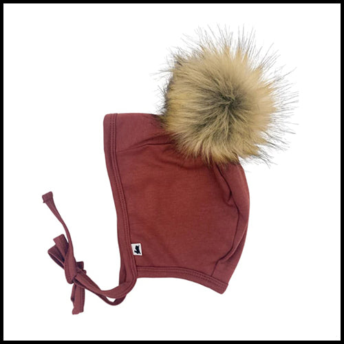 Fleece Lined Brimless Bonnet - Burgundy - 1-2T