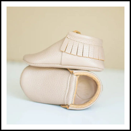 Childrens Leather Moccasin - Beige - 3