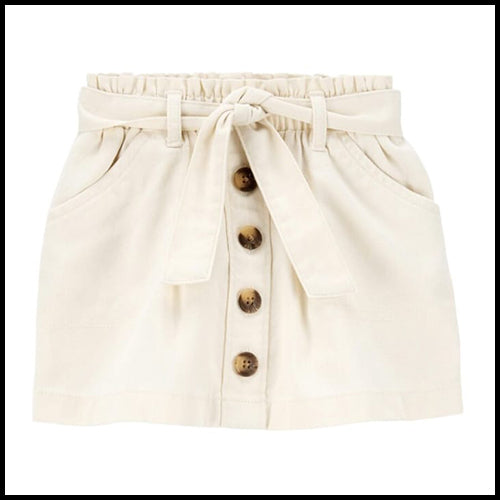 Girls Belted Skirt - Cream - 8