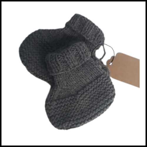 Baby Booties - Grey - 0-6mths