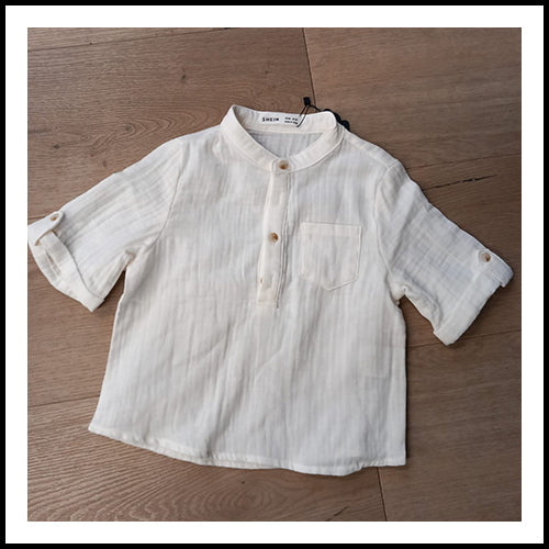 Boys White Muslin Button Top - 3Y