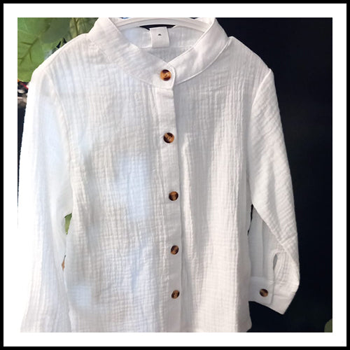 Boys White Muslin Button Top - 4Y