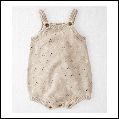 Organic Cotton Pointelle Bubble Romper - Cream - 6mths