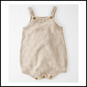 Organic Cotton Pointelle Bubble Romper - Cream - 6mths