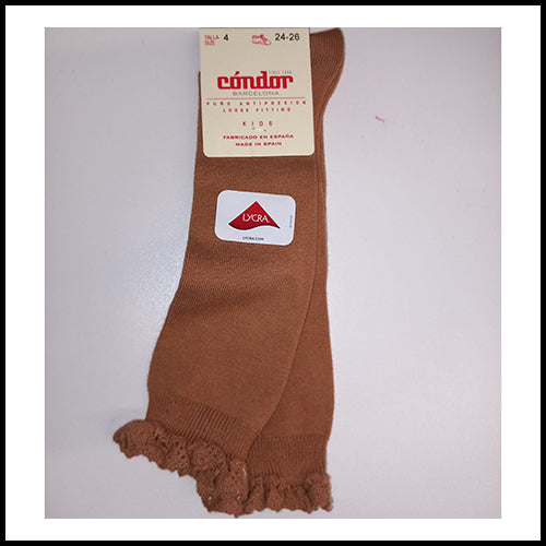 Condor Lace Trim Socks - Cinnamon