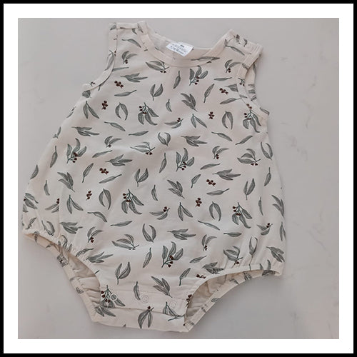 Baby Leaf Printed Romper - 6-12mths