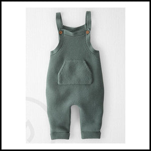 Organic Sweater Knit Overalls  - Seafoam - 6mths