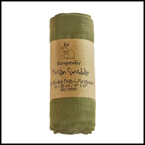 Childrens Muslin Swaddle Blanket - Green