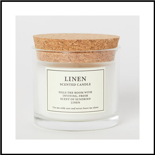 Linen Single Wick Candle w Cork Lid