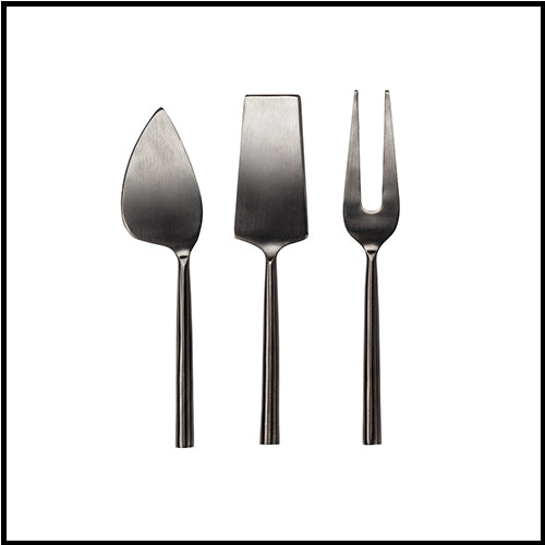 Matte Black 3 Piece Cheese Set