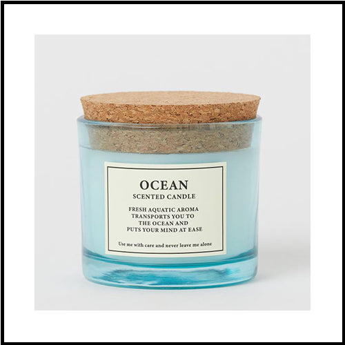 Ocean Single Wick Candle w Cork Lid