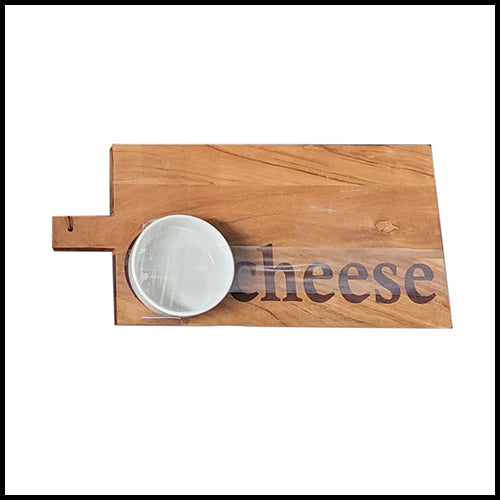 Wooden Cheese Board w/ Bowl