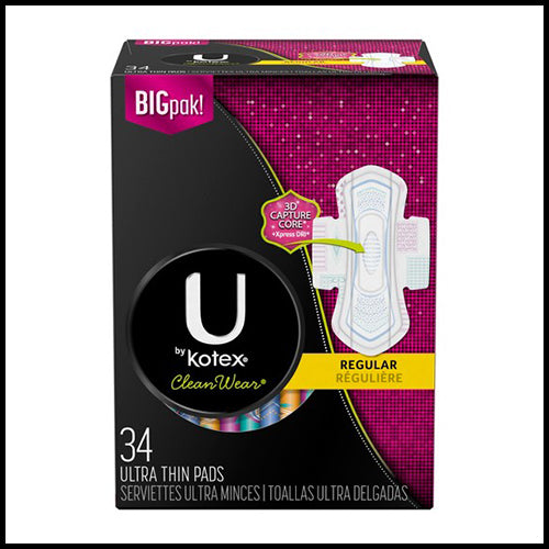 U Kotex Regular Ultra Thin W/ Wings Pads 18pk