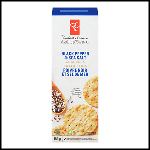 President's Choice Black Pepper & Sea Salt Scalloped Crackers 185g