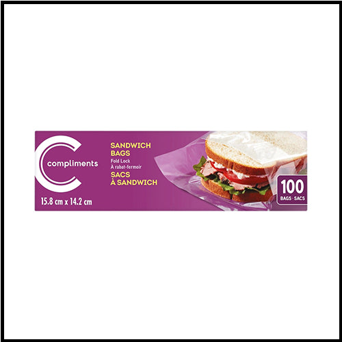 Compliments Fold Lock Sandwich Bags 100ct