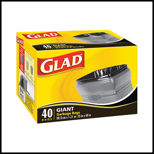 Glad Giant Garbage Bags 135L 35"x48" 40ct