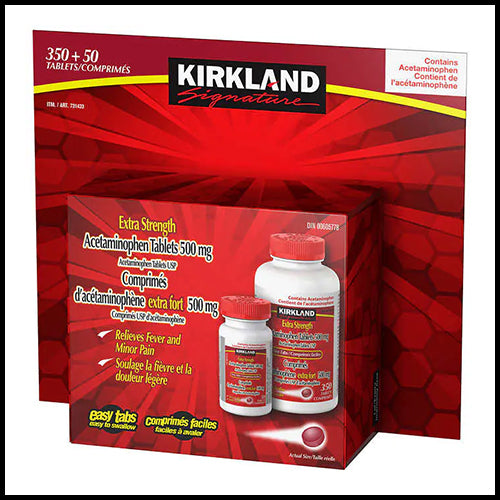 Kirkland Extra Strength Acetaminophen Tablets 500mg x 350+50pcs