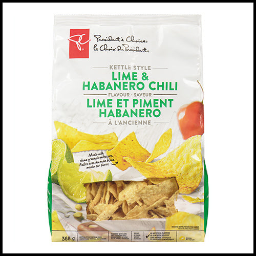 President's Choice Lime & Habanero Chili Flavour Kettle Cooked Tortilla Chips 368g