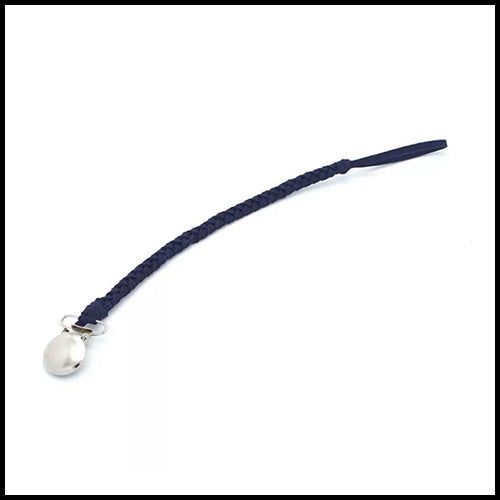 Navy Braided Leather Pacifier Chain